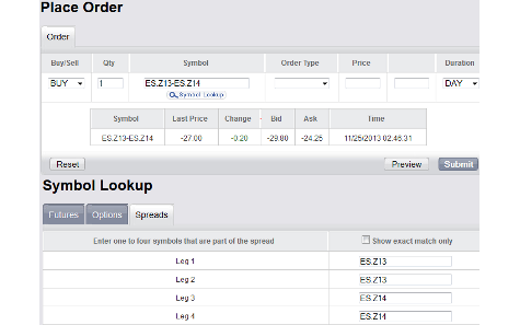 Generic trade futures options